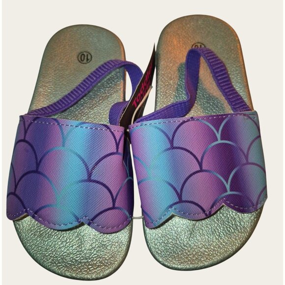 Girls Mermaid Slip-On Sandals Size 10C Purple/Silver - Picture 1 of 4